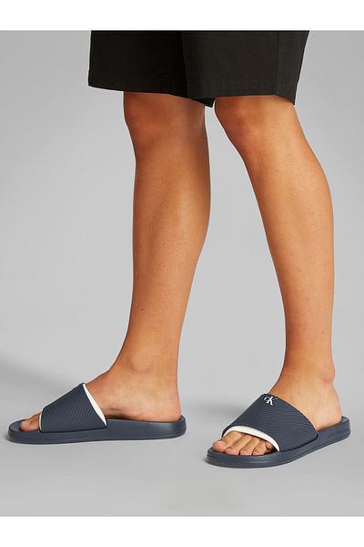 Calvin Klein Men Calvin Navy/Oyster Mushroom Rubber Neopren Sliders