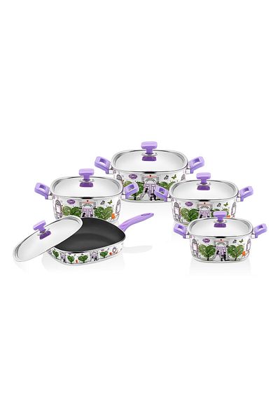 NETLON Purple Teflon Square Enamel Set 10 Pieces