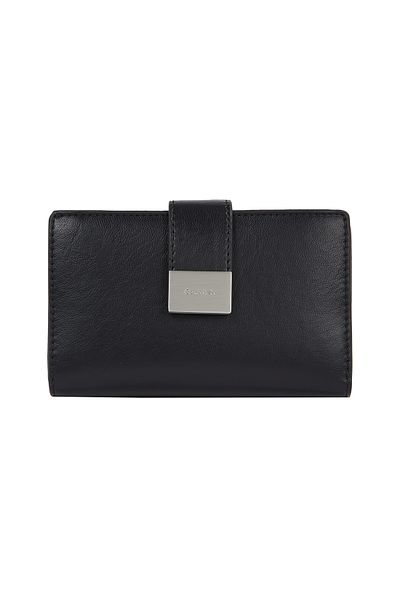 Calvin Klein Women Black Hardware Snap Medium Bifold Wallet