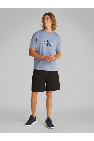 Calvin Klein Calvin Klein Men Blue Monologo Shift Short Sleeve T-Shirt