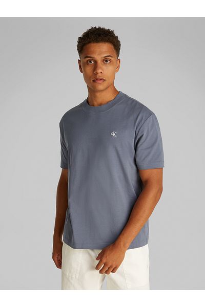 Calvin Klein Calvin Klein Men Blue Serif Font Graphic Short Sleeve T-Shirt