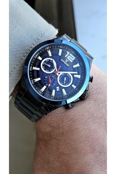 Raymond Rym-1127 Quartz Men's Wristwatch - Steel Case and Cord - 2 Years Warranty