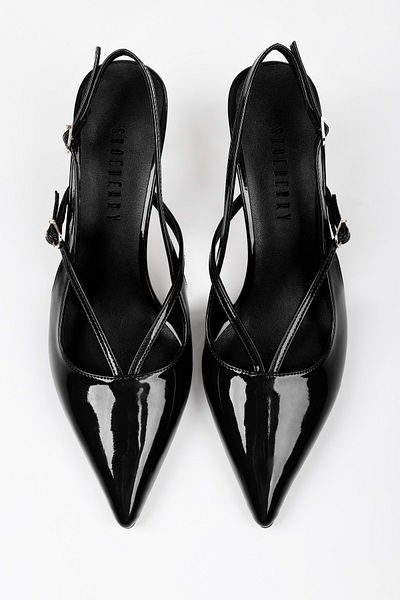 Shoeberry Women's Eilish Black Patent Leather Stiletto