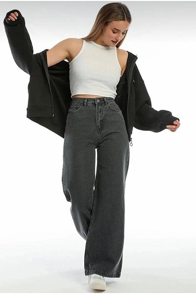 jsshop collection Women's High-Rise Wide Leg Loose Palazzo Wide Leg Jeans (New Season)