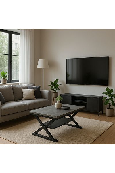 TrentonGCC Contemporary Two-Tier Coffee Table with Lower Shelf