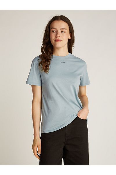 Calvin Klein Calvin Klein Women Blue Nano Logo Regular Short Sleeve T-Shirt