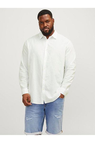 Jack & Jones Plus Ανδρικό μινιμαλιστικό μακρυμάνικο πουκάμισο Jack&jones Plus - Casual και κομψό