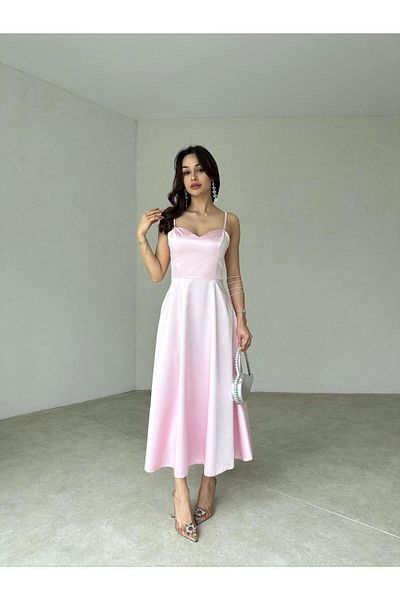 Mooi Butik WEXLER Midi Φόρεμα 9046 - Πούδρα