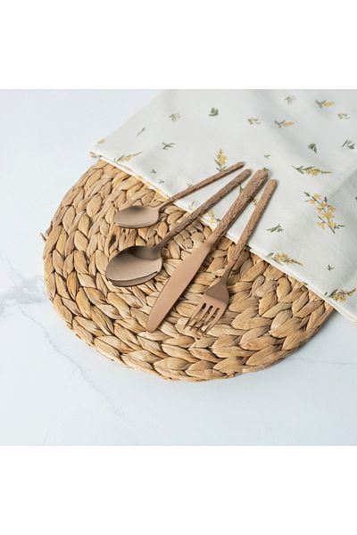 VAV GET 24-Piece Flatware Cutlery Set Service for 6 People, Elegant & Durable Design, Rose Gold