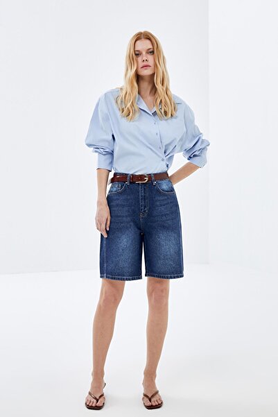 pieces of melon Koyu Mavi Vintage Sustainable Denim Şort