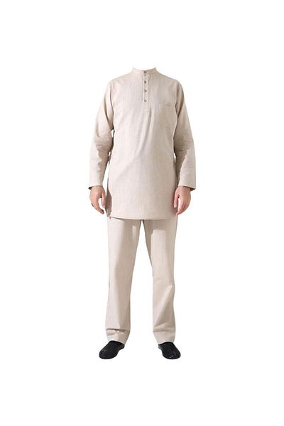 Çağrı Men's Single Pocket Shirt Pants Double Suit Hajj and Umrah Clothing