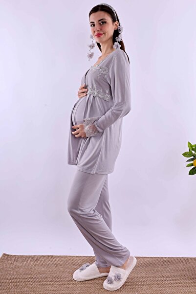 ByLohusa Effortt Gray Maternity Pajama Set