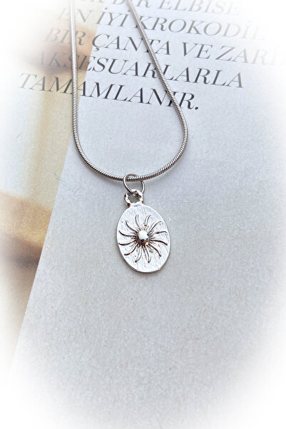 roshel Silver Color Medallion and Sun Steel Necklace