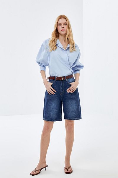 pieces of melon Pantaloni scurți din denim vintage albastru închis - durabili
