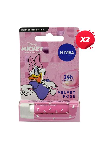 NIVEA X2 - NIVEA LIP CARE 4.8G VELVET ROSE MICKEY