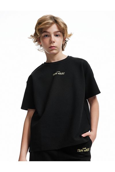 Koton Slogan Printed Short Sleeve Crew Neck Oversize T-Shirt