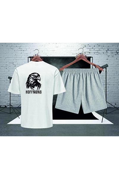 HOFFNUNG Full Shorts Şahin Unisex Print T-Shirt Unisex Print Top-Bottom Set