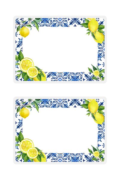 The Grade Placemat Set of 2 Lemon Detailed Blue Blanc Colored Placemat Set of 2 42X28 cm