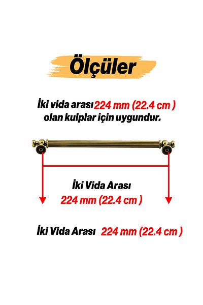 Badem10 Mâner din metal galben antic Selçuklu 224 mm Sertar de mobilier Dulap de bucătărie Mânere de ușă dulap Mâner de ușă