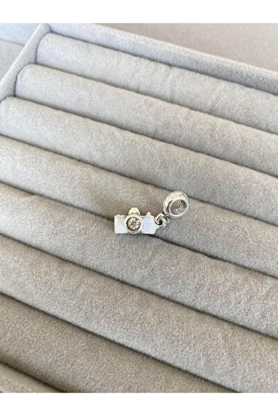 kubotique Paslanmaz Çelik Taşlı Beyaz Kamera Charm 1 Adet