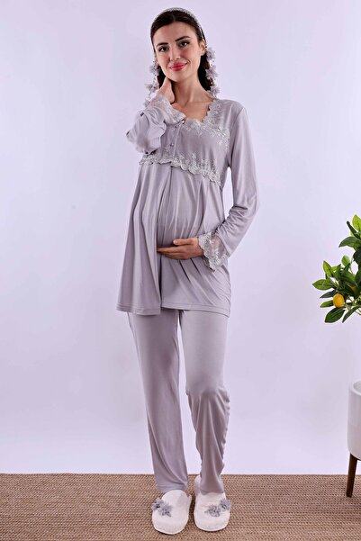 ByLohusa Effortt Gray Maternity Pajama Set