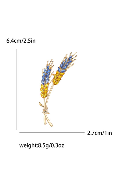 Choice دبوس أذن قمح مرصع بأحجار الراين من YellowBlue3629 للنساء، دبوس قمح أوكراني، دبابيس ياقة نباتية، دبابيس حفلات