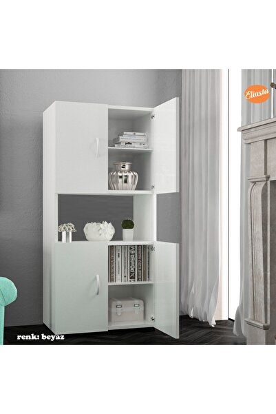 Modilayn Mikrodalga Dolabı 4 Kapaklı Tek Gözlü Ofis Dolabı Çok Amaçlı Mutfak Dolap