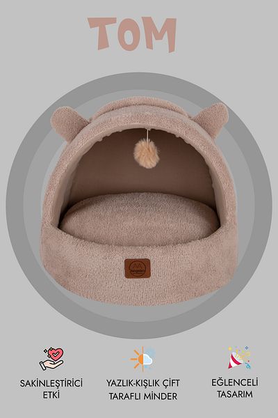 Jungolica Pet Products سرير للقطط توم، فائق النعومة ومريح ومغلق من الأعلى مع وسادة قابلة للإزالة