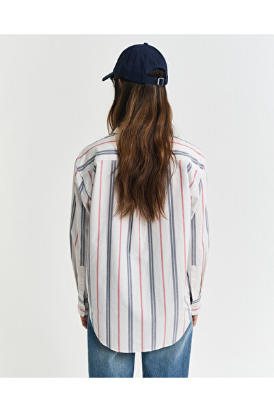 Gant Kadın Krem Relaxed Fit Klasik Yaka Çizgili Gömlek