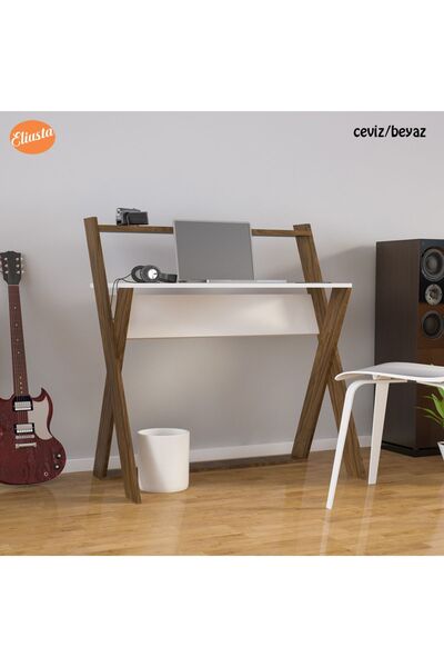 Modilayn Ceviz Beyaz X Bilgisayar Çalışma Masası Ard309