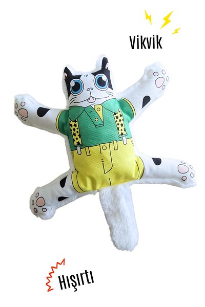 Havhav Mihav Sound Dog Toy White Color Cat Shaped Dog Teeth Scratching Toy