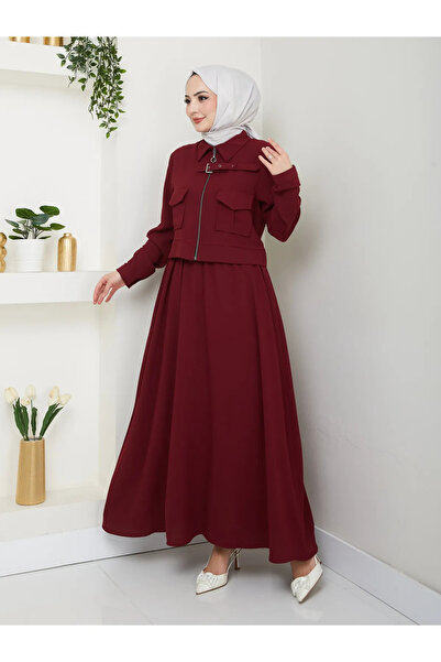 VOLT CLOTHİNG Women's Zippered Collar Belt Detailed Skirt Suit