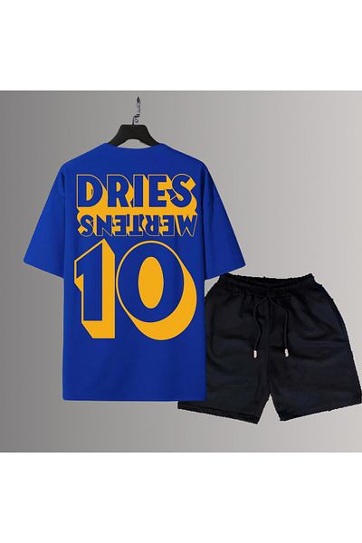 Biy Store Dries Mertens Back Football Jersey Printed Unisex Blue T-Shirt Regular Fit T-Shirt Shorts Set