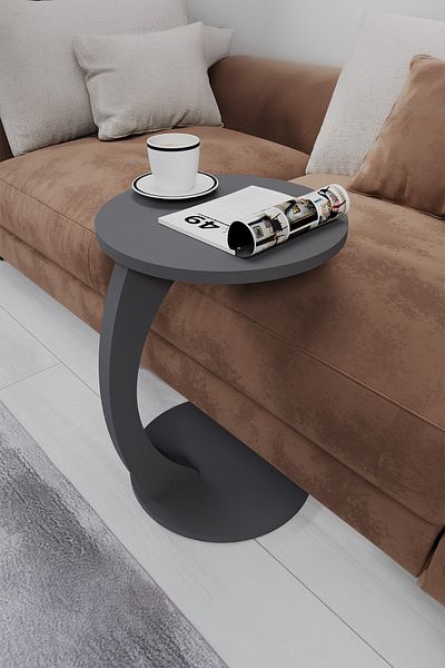 Sugo Design sugodesign C-Form Coffee Table with Wheels Anthracite Color