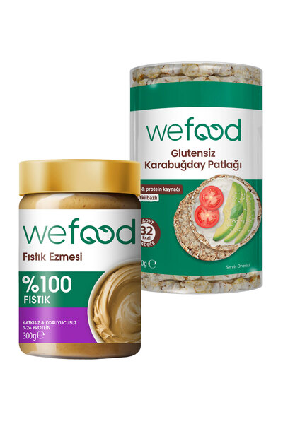 Wefood Şekersiz Sade %100 Fıstık Ezmesi 300 gr+ Wefood Glutensiz Karabuğday P...