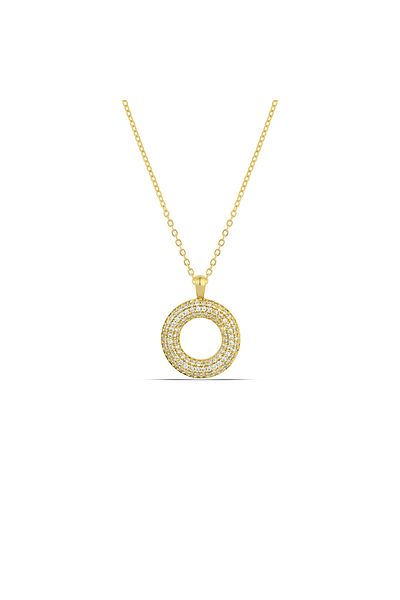 Forentina Gold Round Stone Necklace Earrings-Stone Wristwatch Combination Set Ps4075