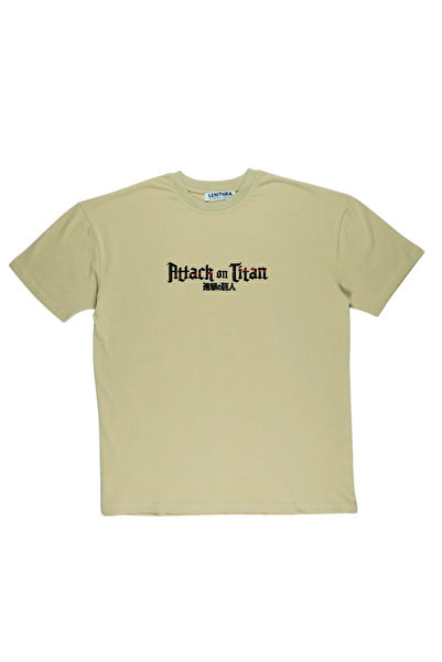 By Caspita Fashion Μπλουζάκι Lenithra Attack on Titan με στάμπα Unisex Oversize μπεζ