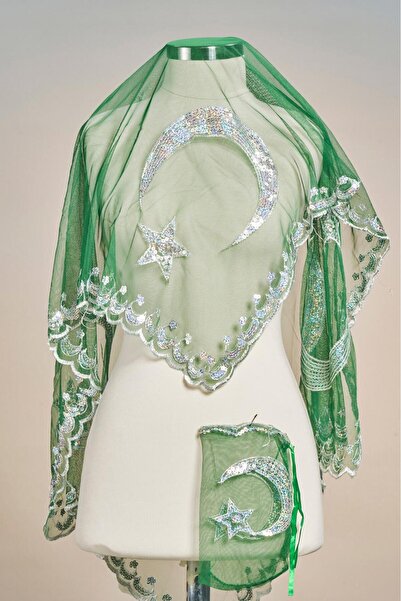 Dantelux Зелена покривала для нареченого з вишивкою «Місяць і зірка» (з вишив...