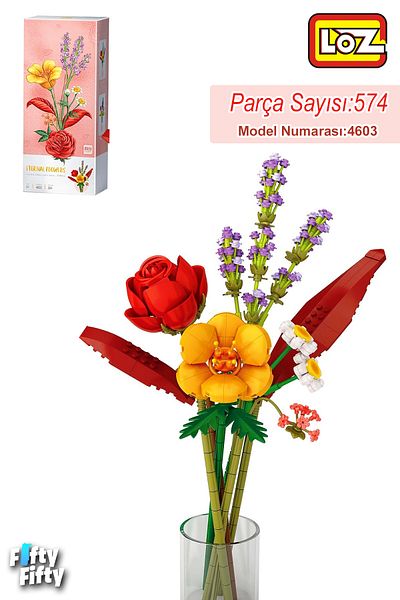 Vagonlife Loz 574 Pieces Flower Model - Collectible Flower Bouquet and Bucket Set Fflz-4603