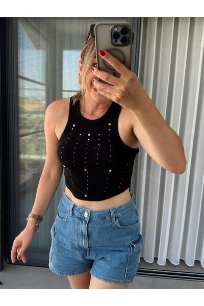 X-Young Atlet oval cu croială pietre NEGRU