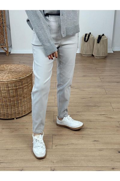 X-Young Lycra Leg Detailed Elastic Waist Trousers Stone