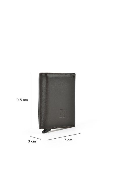 Ziya , Men's Genuine Leather Mechanism Wallet 1519841 Zymk13 Bitter Coffee