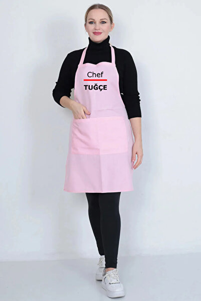 EURO DAY Pembe Çift Cepli Mutfak Boydan Askılı Servis Önlüğü Garson Aşçı Şef