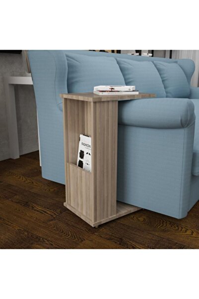 Modilayn Raflı C Yan Sehpa Koltuk Yanı Tekerlekli Sehpa