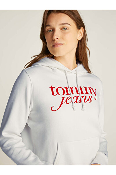 Tommy Hilfiger Kadın Logolu Örme Kapüşonlu Sweatshirt
