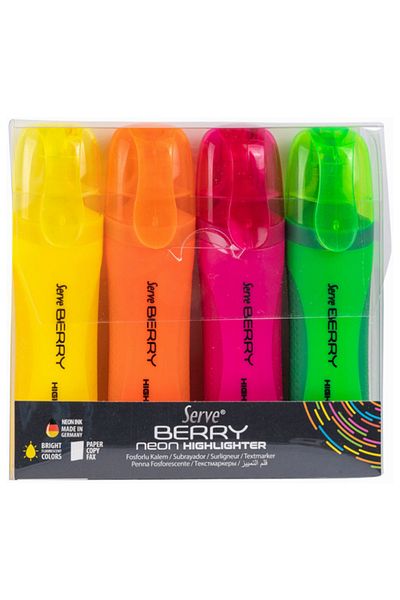 Serve Berry Neon Highlighter 4Pcs