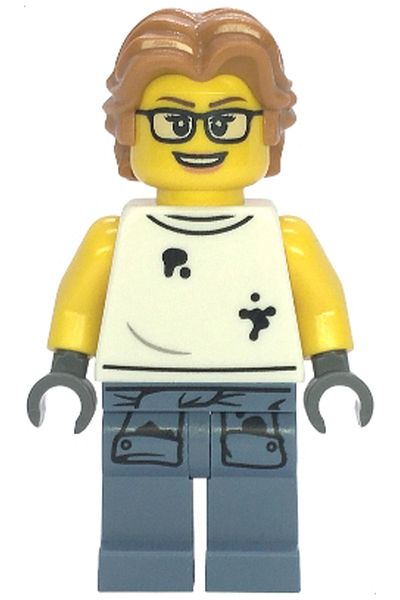 LEGO Custom Moc Mini Figure Person with Glasses with City Construction Worker and Woman Construction Worker