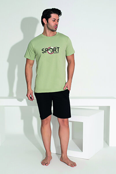 REMSA Men's Shorts Tshirt Pajama Set Khaki 25253