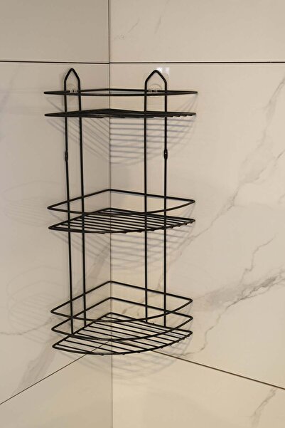 Alper Banyo Paslanmaz Siyah Aksesuar Seti,3lü Banyo Köşeliği Ek03,kare Havululuk,kapaklı Kağıtlık,bornozluk