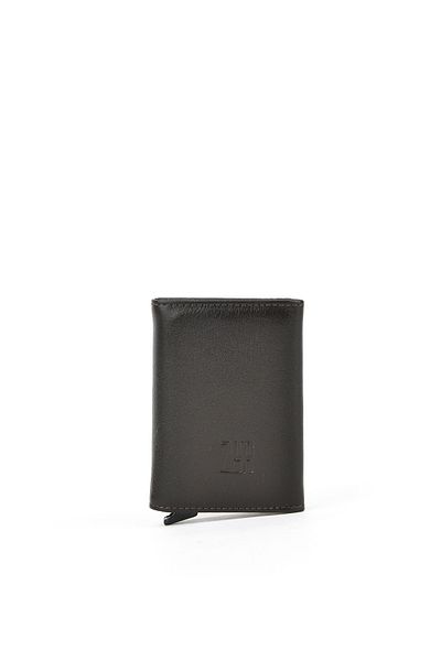 Ziya , Men's Genuine Leather Mechanism Wallet 1519841 Zymk13 Bitter Coffee
